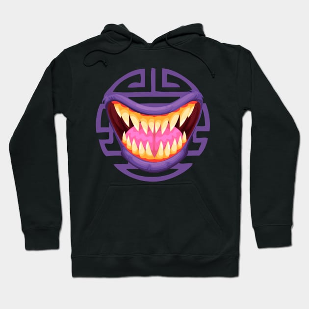 halloween scary beast mouth tongue and teeth icon Hoodie by funnyd